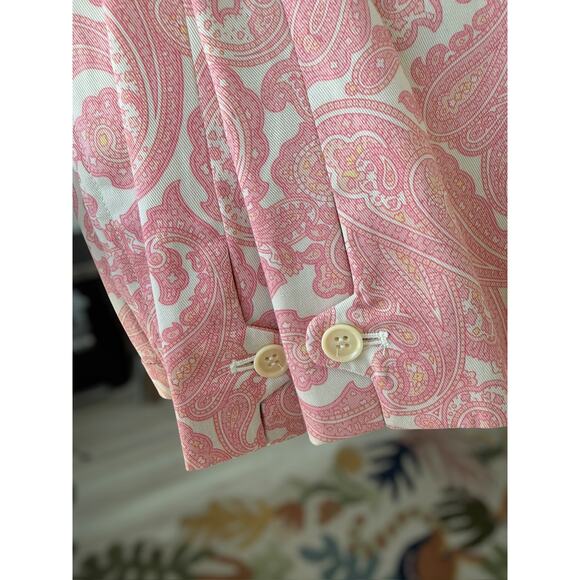 J Crew Women's Pink Paisley Favorite Fit Mid Rise Cotton Crop Ankle Pants Size 6 - Picture 6 of 10